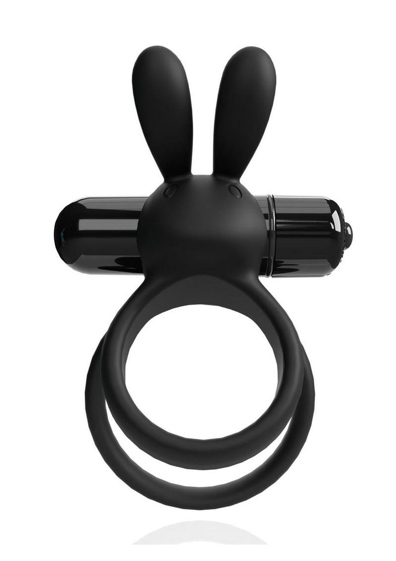 4T Ohare XL Rechargeable Silicone Rabbit Vibrating Cock Ring - Black
