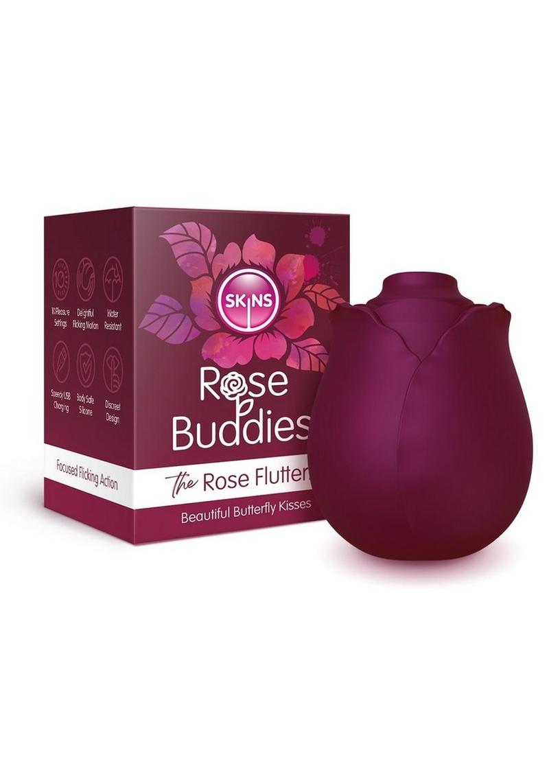 Skins Rose Buddies Rose Flutterz Rechargeable Silicone Clitoral Vibrator - Purple
