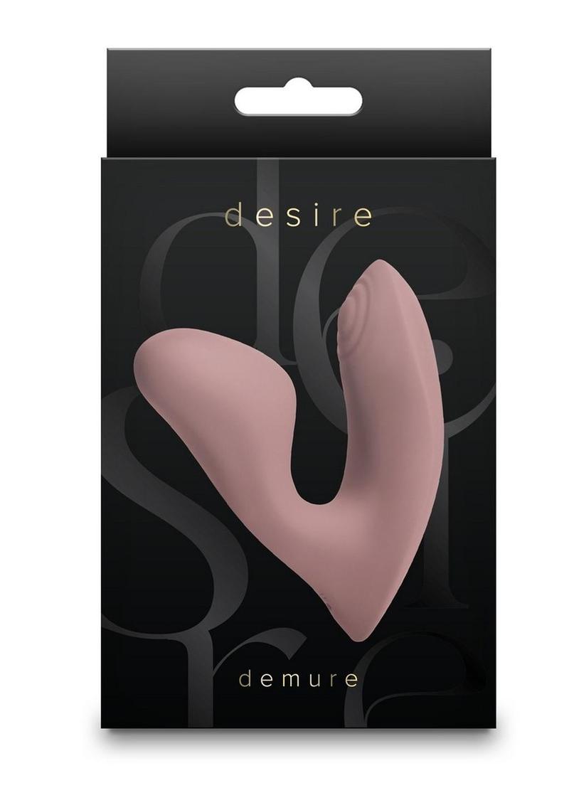 Desire Demure Rechargeable Silicone Wearable Dual Motor Vibrator with Clitoral Stimulator - Caramel