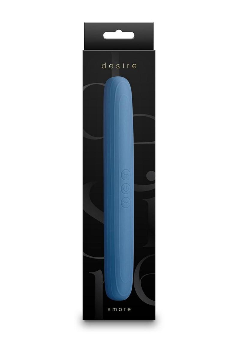 Desire Amore Rechargeable Silicone Dual End Vibrator - Blue