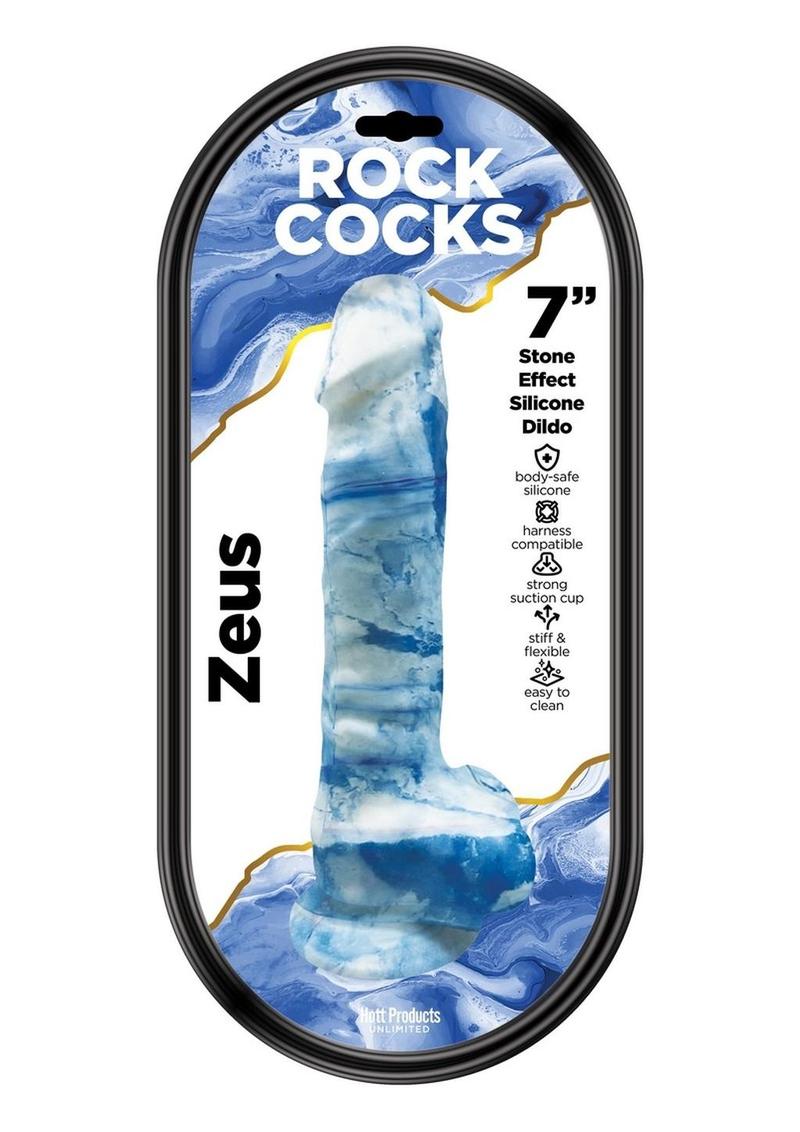 Rock Cocks Zeus Silicone Dildo 7in - Blue/White