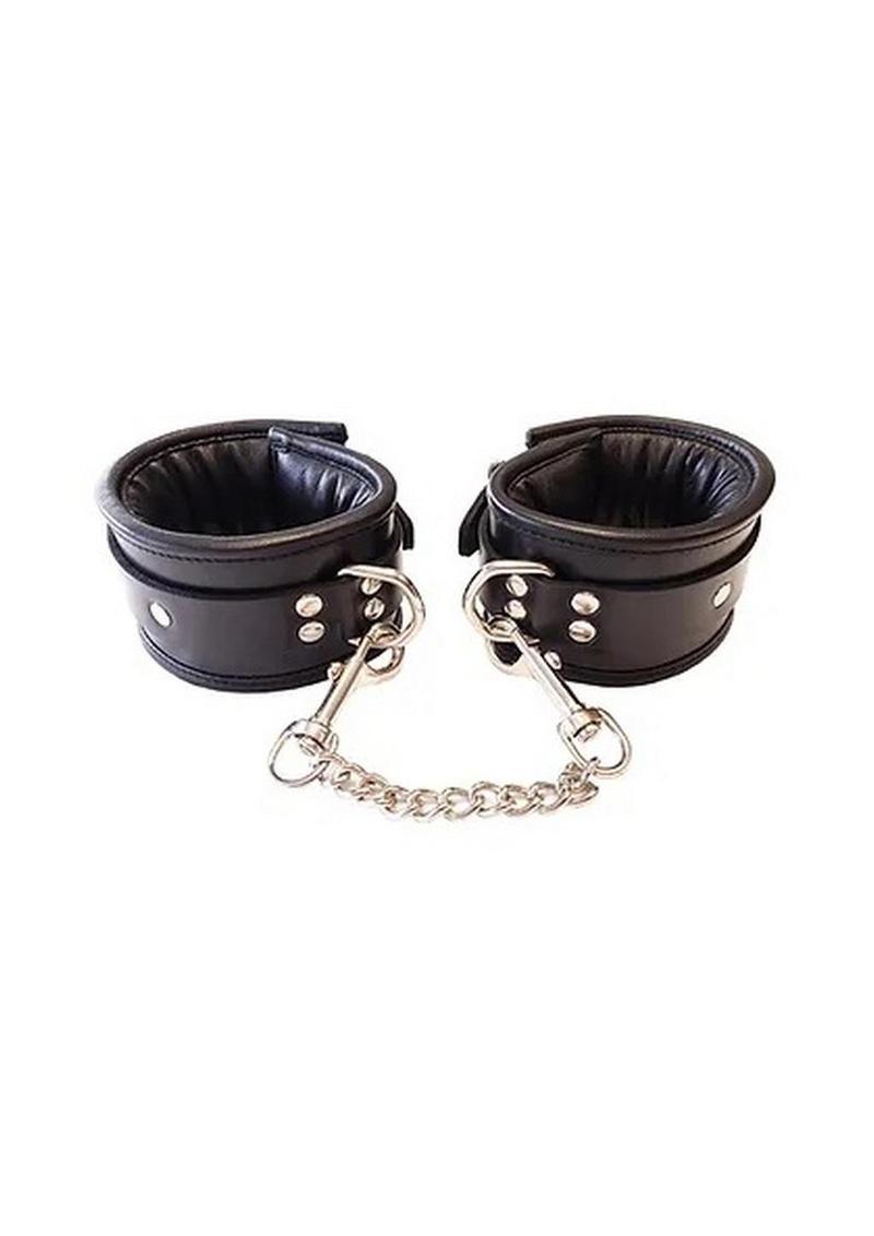 Padded Leather Ankle Cuffs - Black