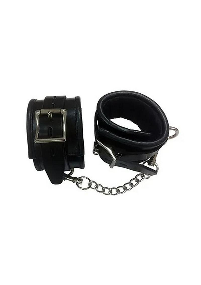 Padded Leather Ankle Cuffs - Black