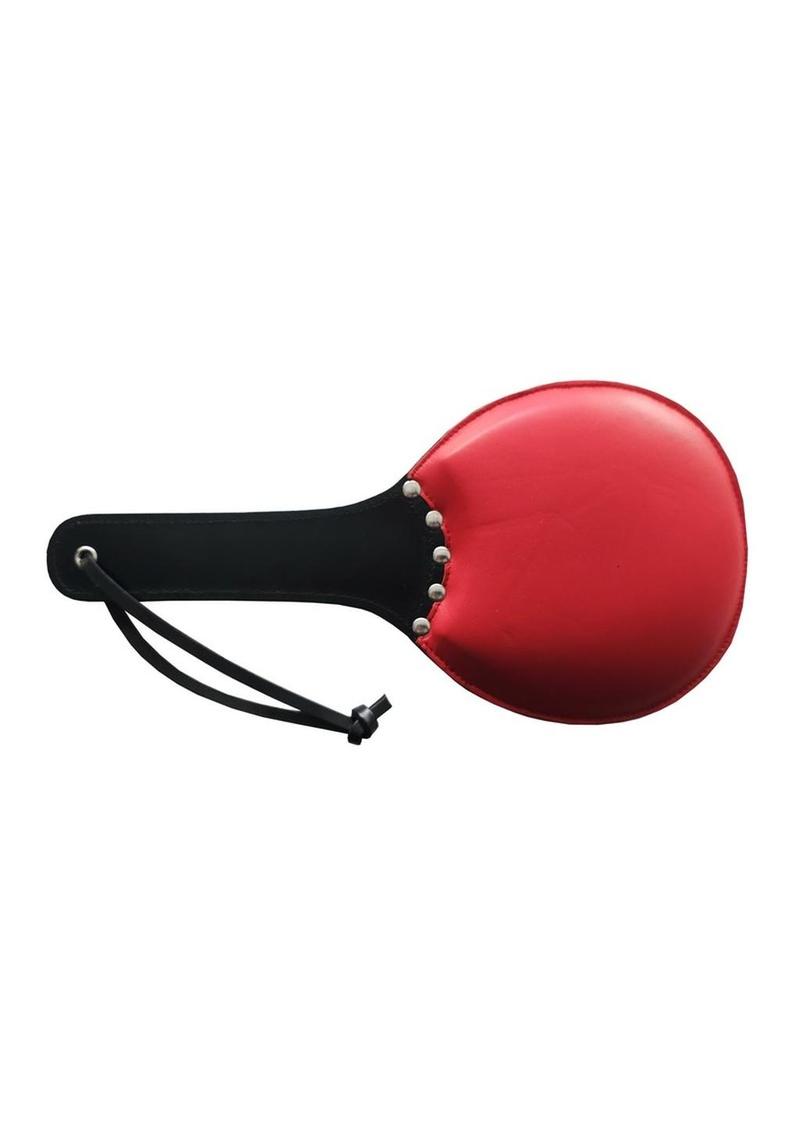 Padded Leather Ping Pong Paddle - Red/Black