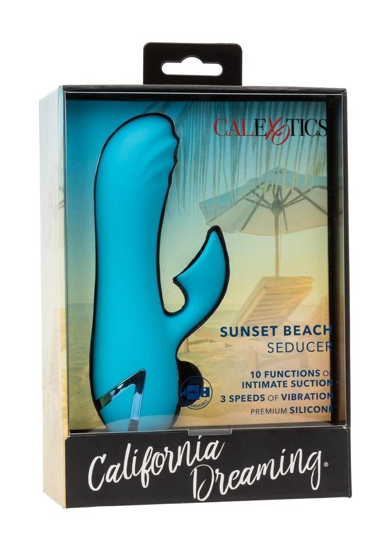 California Dreaming Sunset Beach Seducer Rechargeable Silicone Dual Vibrator - Blue