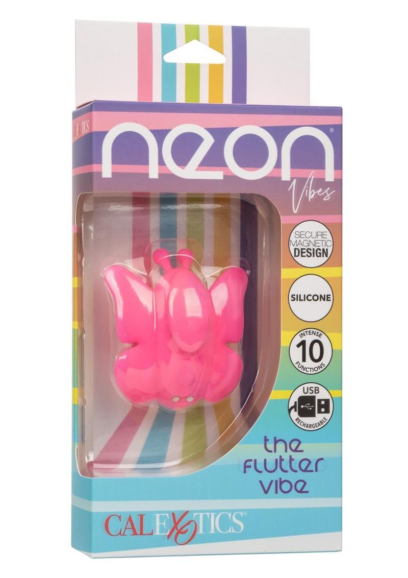 Neon Vibes The Fluffer Vibe Rechargeable Silicone Butterfly Panty Vibe - Pink