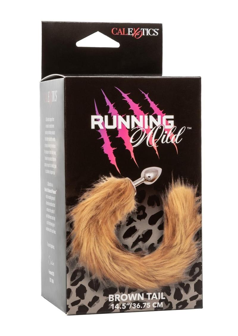 Running Wild Faux Fur Tail and Metallic Anal Plug - Brown