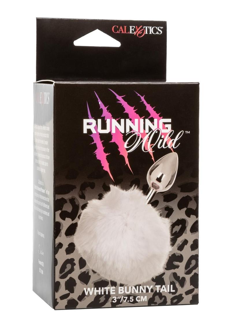 Running Wild Faux Fur Bunny Tail and Metallic Anal Plug - White