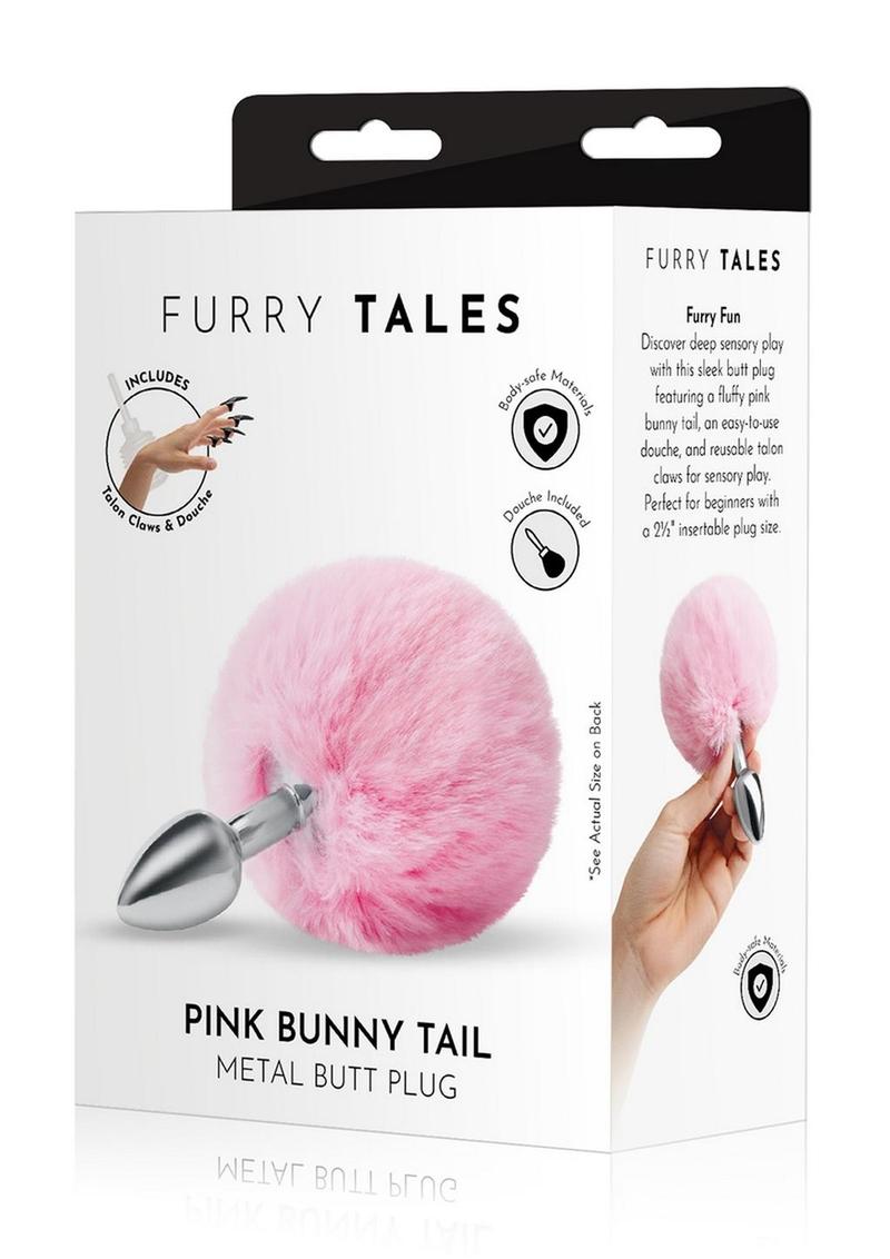 Whipsmart Fluffy Bunny Metal Plug with Tail 2.5in - Pink