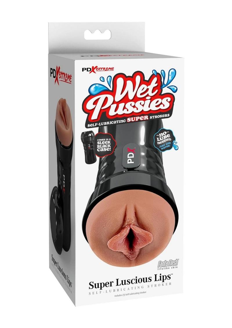PDX Extreme Wet Pussies Super Luscious Lips Self Lubricating Stroker - Caramel