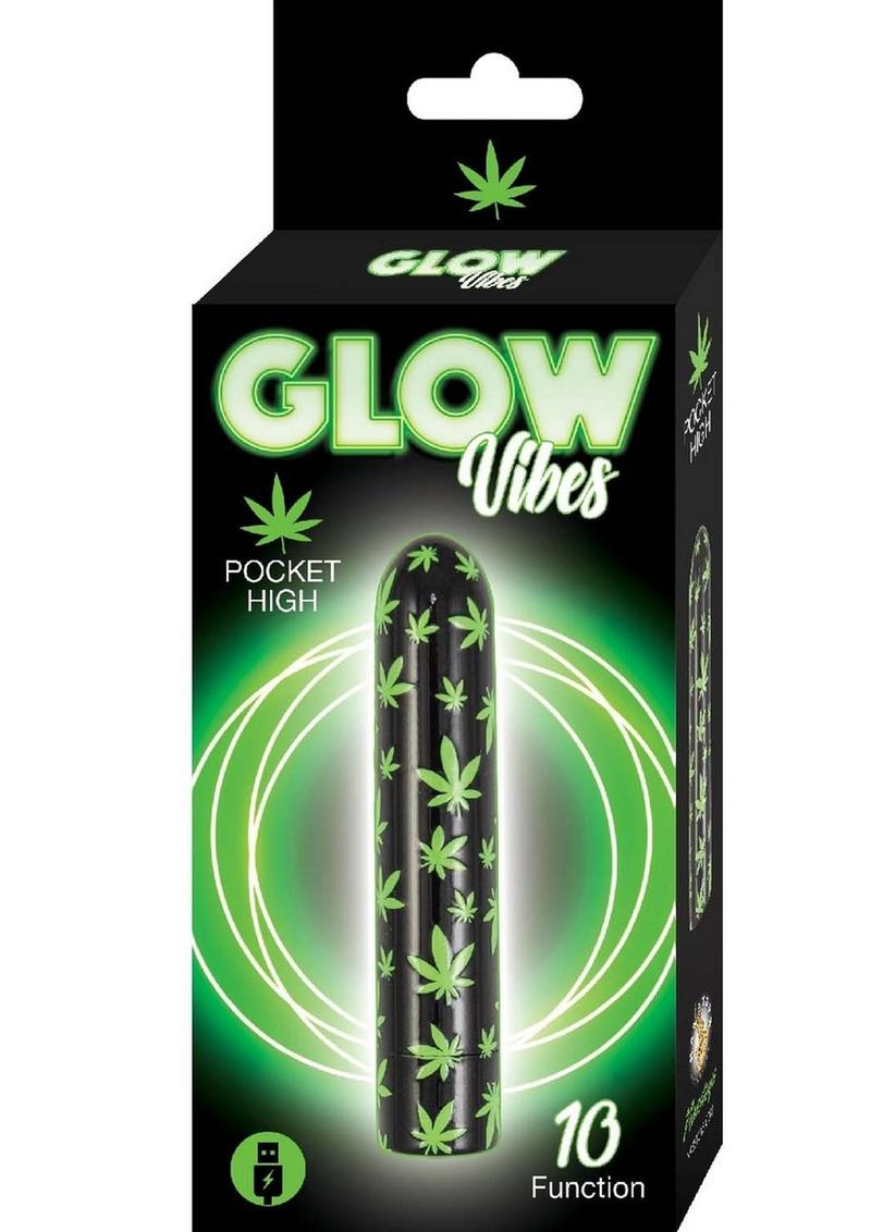 Glow Vibes Pocket High Rechargeable Glow-in-The-Dark Bullet - Black/Green