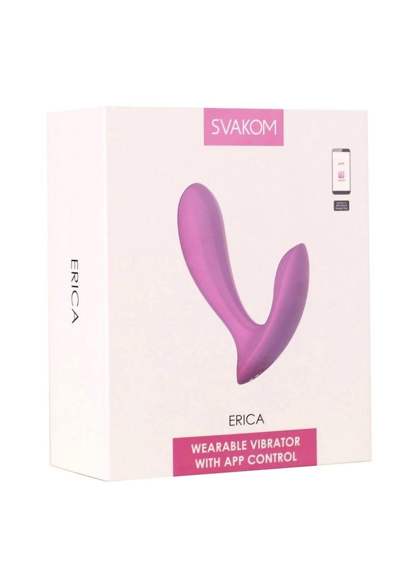 Svakom Erica Rechargeable Silicone App Compatible Dual Vibrator with Clitoral Stimulator and Remote - Dusty Blue