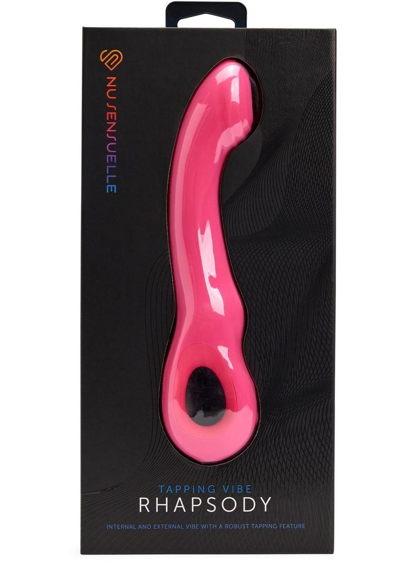 Nu Sensuelle Rhapsody Rechargeable Silicone Single Tapping Vibrator with Clitoral Stimulation - Deep Pink