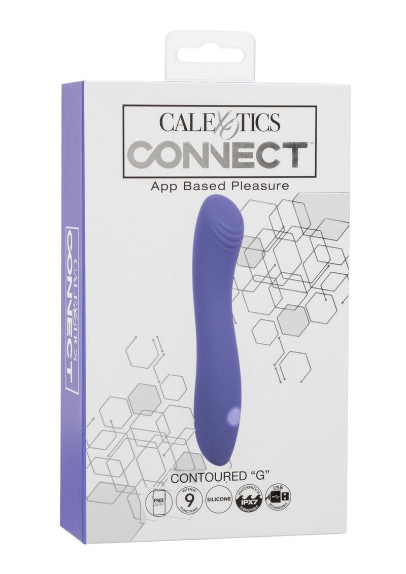 CalExotics Connect Contoured G Rechargeable Silicone App Compatible G-Spot Vibrator with Remote - Purple