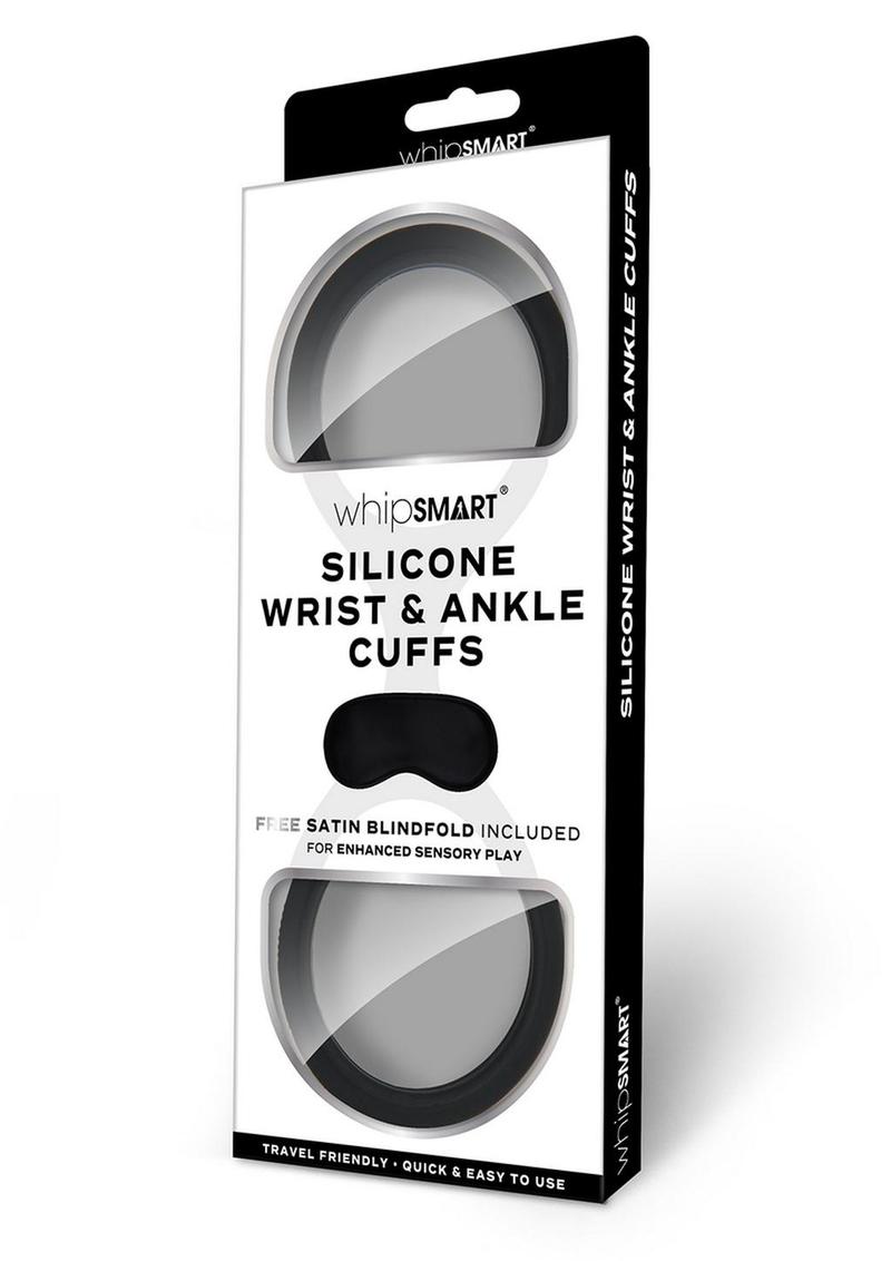 WhipSmart Quickie Cuffs with Eye Mask - Medium/Large - Black