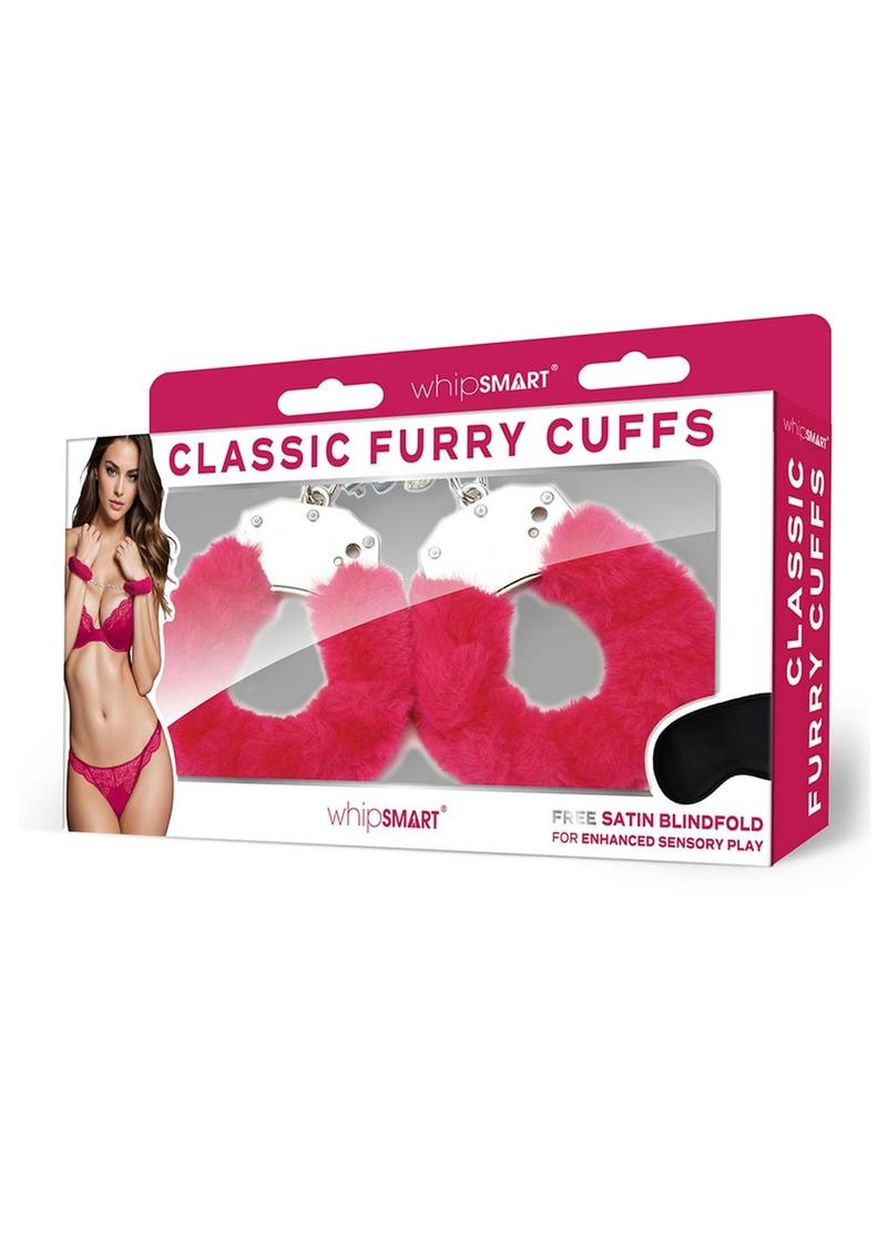WhipSmart Furry Cuffs with Eye Mask - Hot Pink