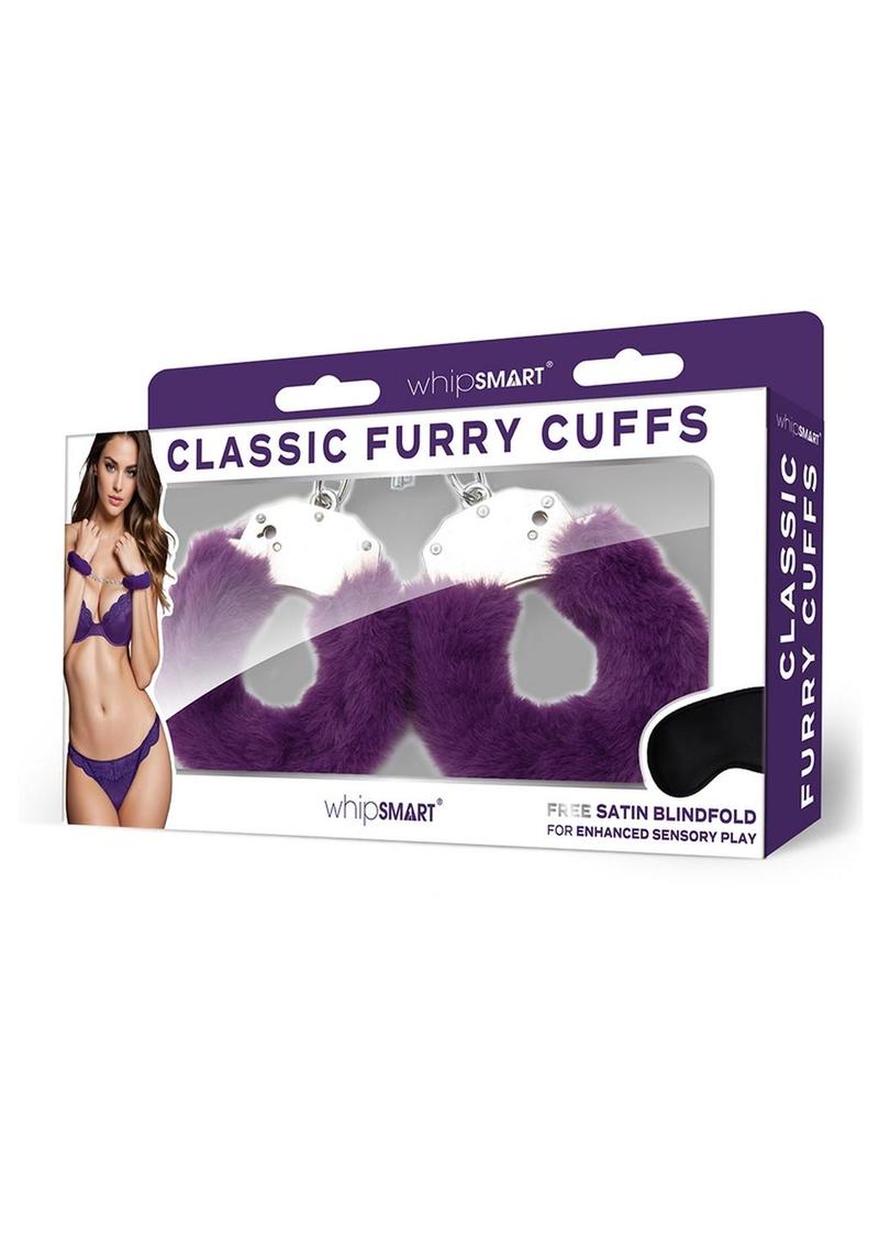 WhipSmart Furry Cuffs with Eye Mask - Purple