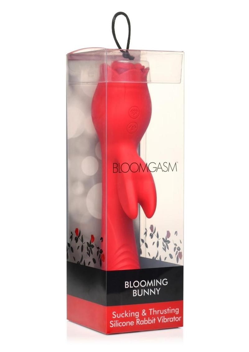 Bloomgasm Blooming Bunny Sucking and Thrusting Silicone Rechargeable Rabbit Vibrator - Red