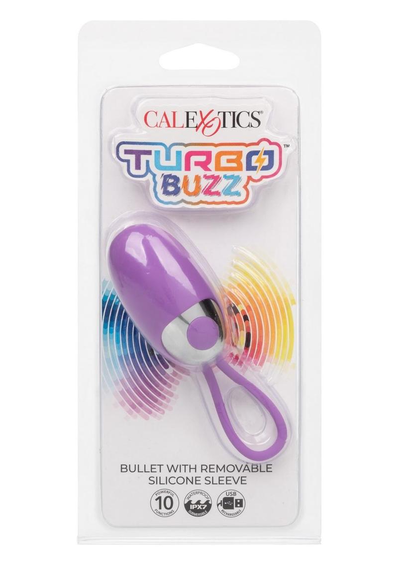 Turbo Buzz Rechargeable Bullet with Removable Silicone Sleeve - Purple