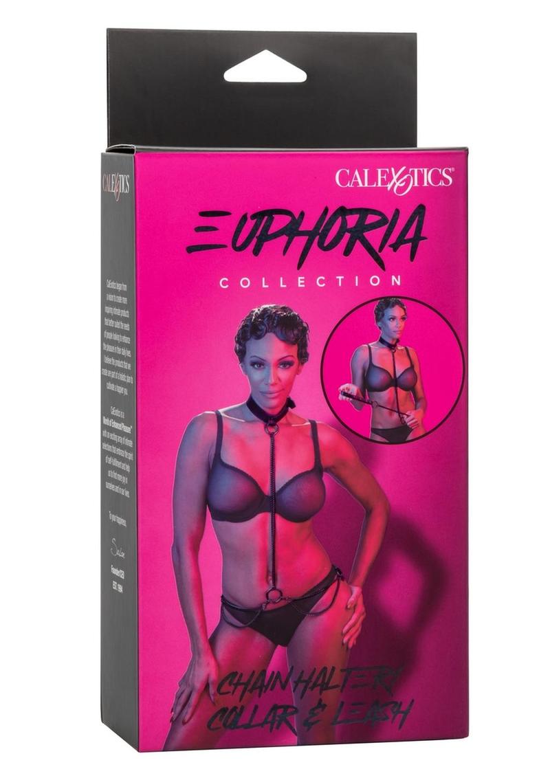 Euphoria Collection Chain Halter/Collar and Leash - Black