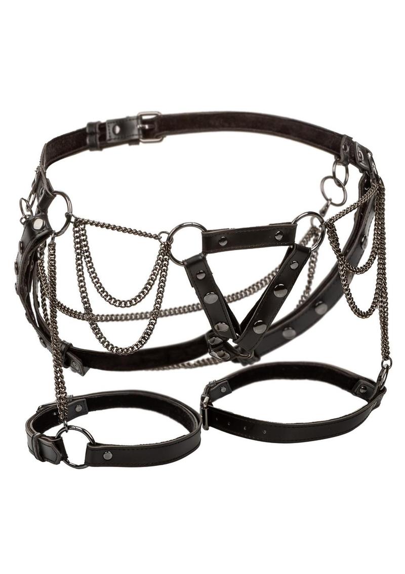Euphoria Collection Thigh Harness with Chains - Plush Size - Black