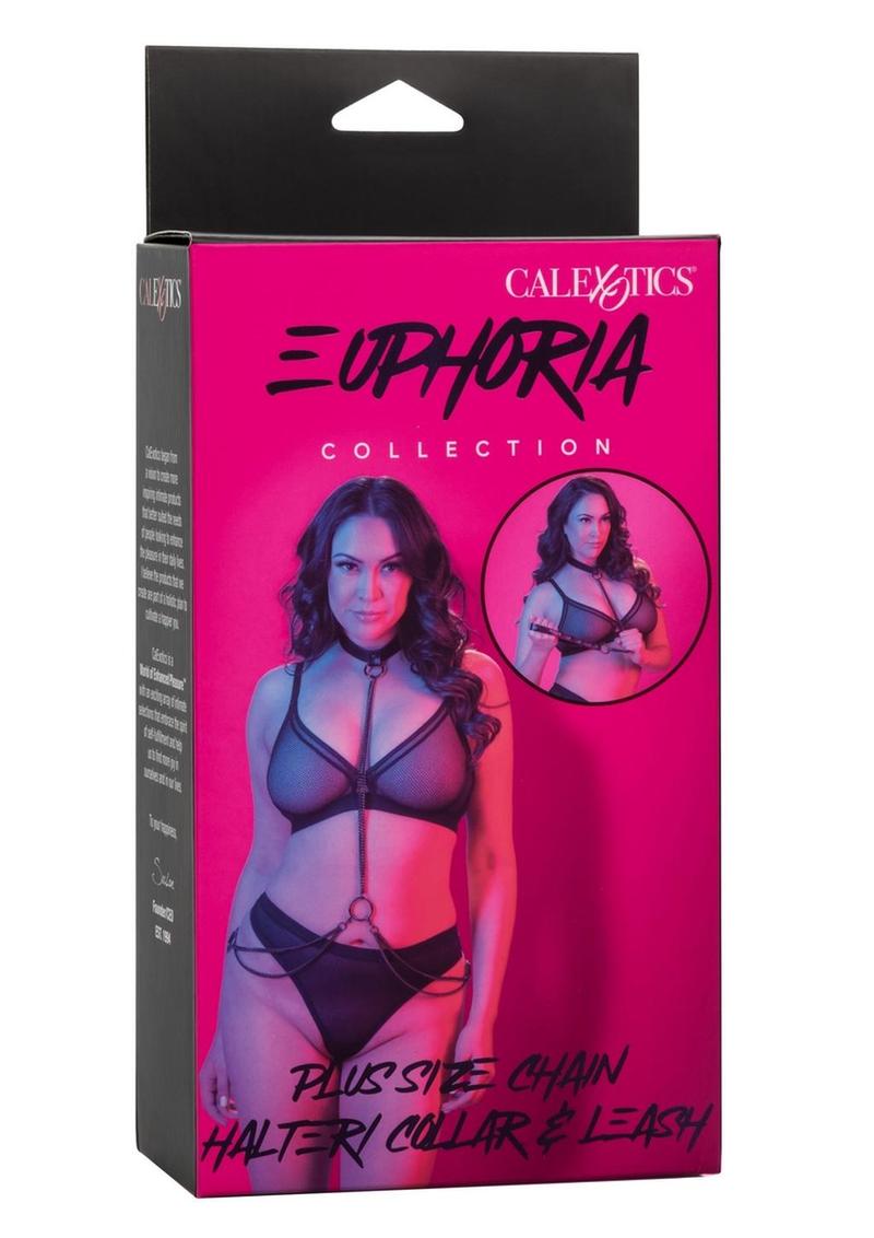 Euphoria Collection Chain Halter/Collar and Leash - Plus Size - Black