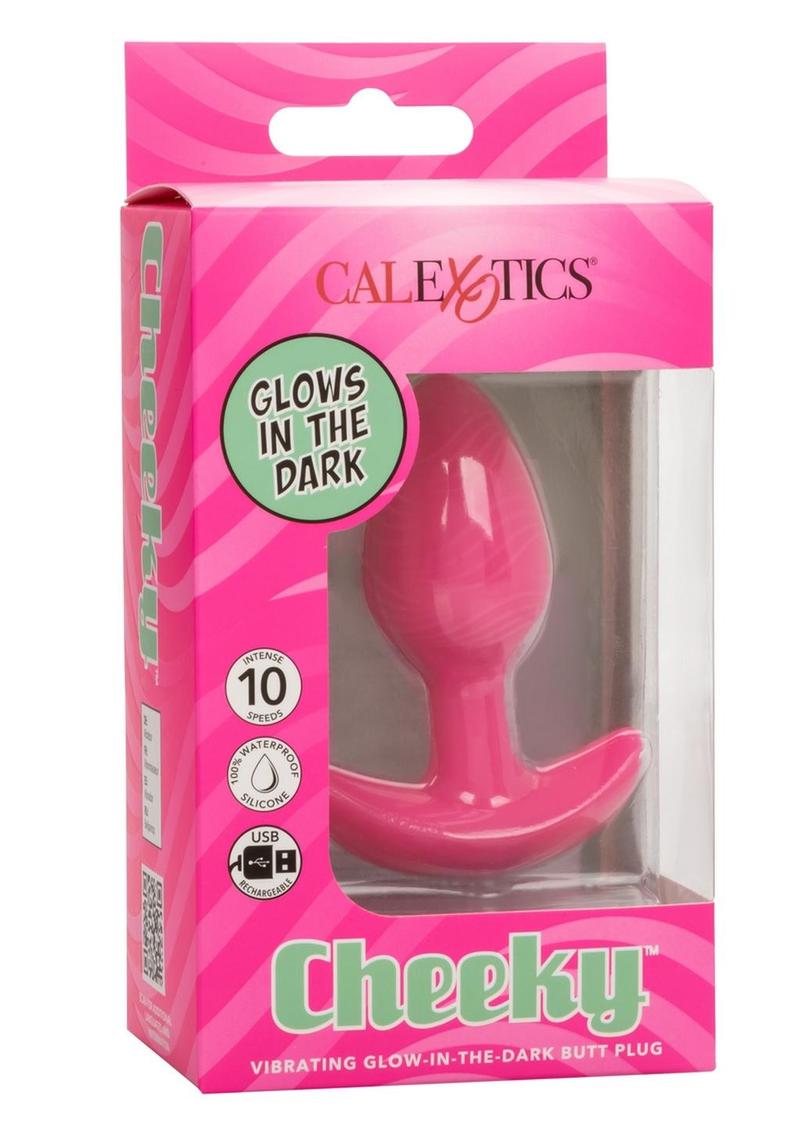 Cheeky Rechargeable Silicone Glow in The Dark Butt Plug - Pink