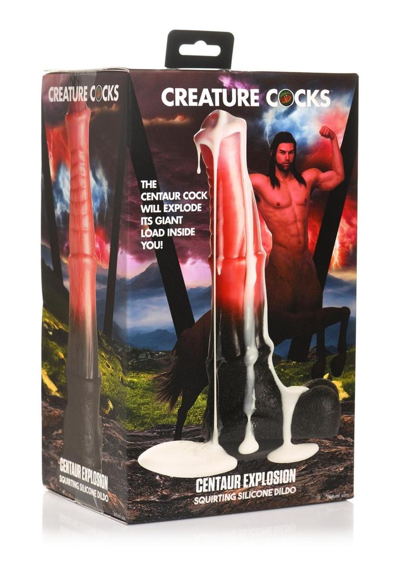 Creature Cocks Centaur Explosion Squirting Silicone Dildo - Red/Black