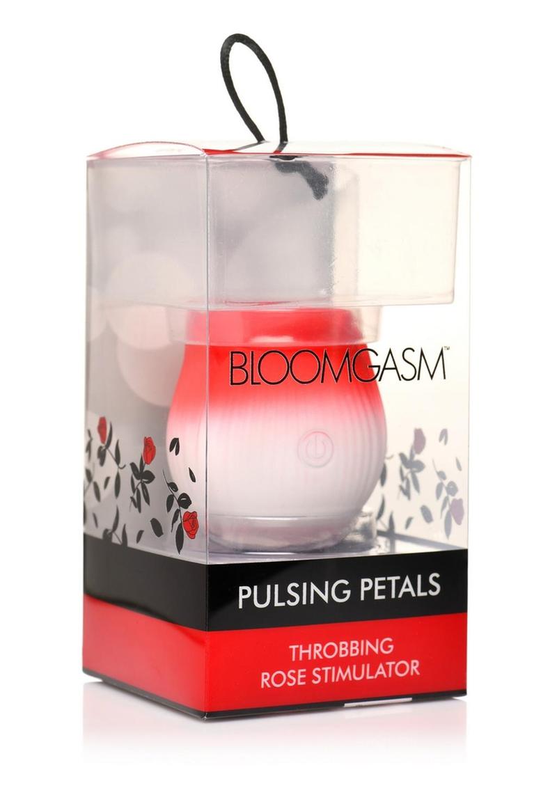 Bloomgasm Pulsing Petals Throbbing Silicone Rechargeable Rose Stimulator - Red