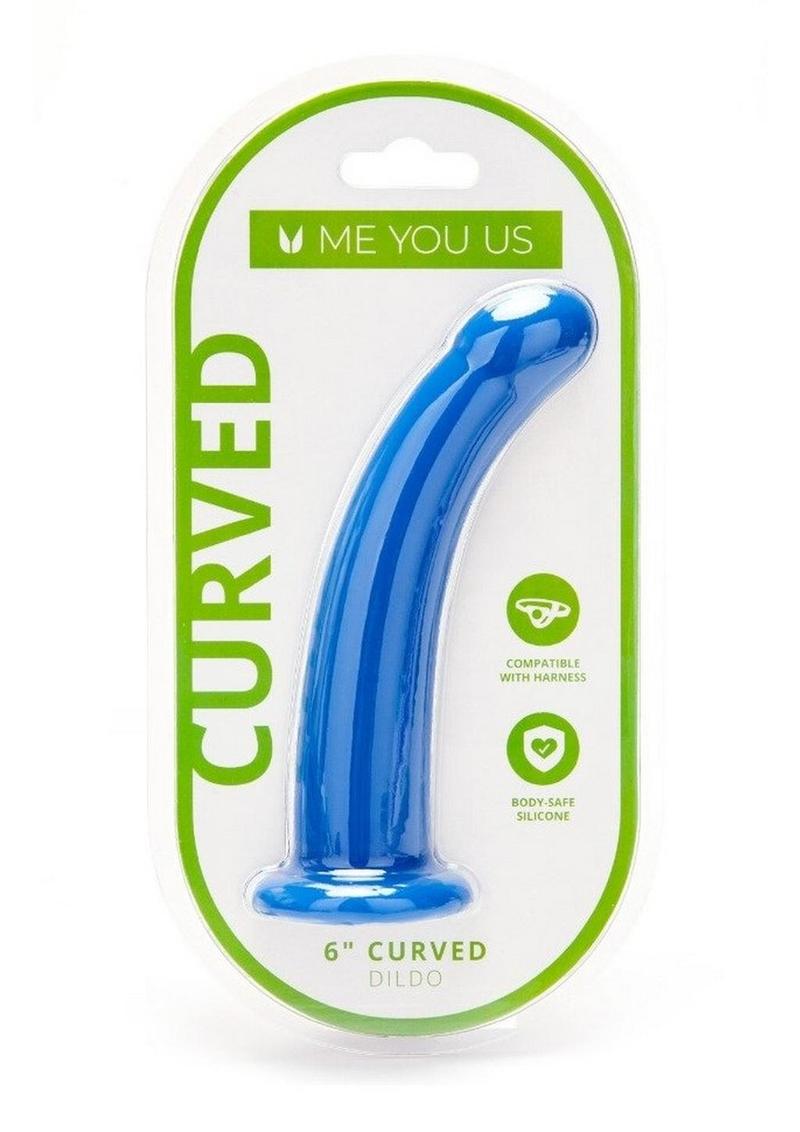 ME YOU US Blue Curved Silicone Dildo 6in - Blue