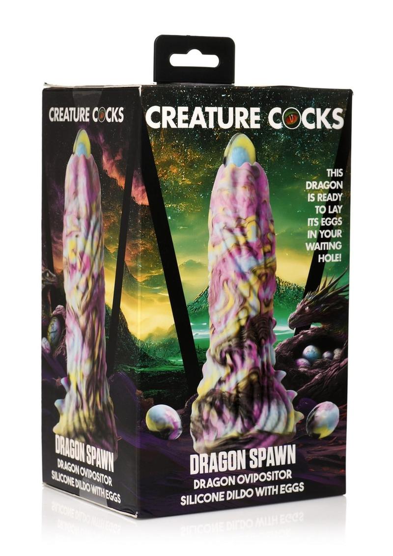 Creature Cocks Dragon Spawn Dragon Ovipositor Silicone Dildo with Eggs - Multicolor