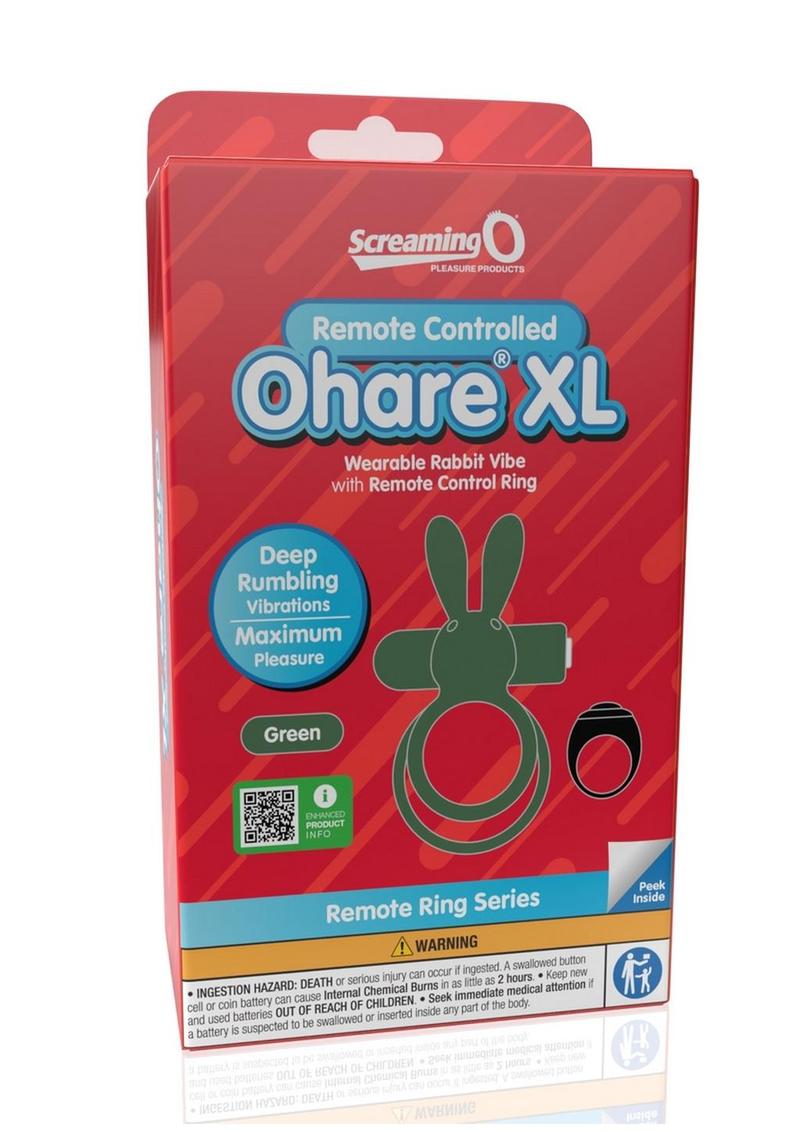 Screaming O Ohare XL Remote Control Rechargeable Silicone Vibrating Cock Ring - Green