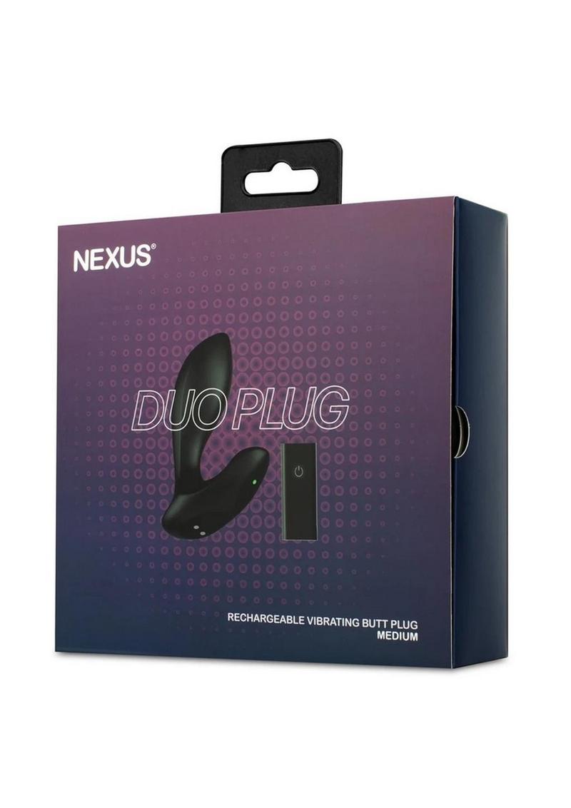 Nexus Duo Rechargeable Silicone Remote Control Butt Plug - Medium - Black
