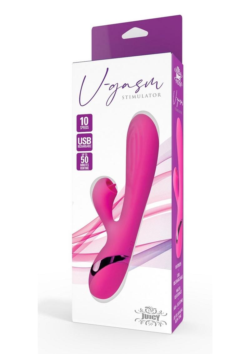 Juicy V-Gasm Stimulator Rechargeable Rabbit Vibrator - Pink