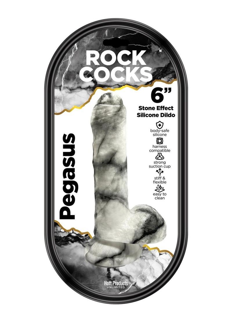 Rock Cocks Pegasus Silicone Dildo 6in - White/Black