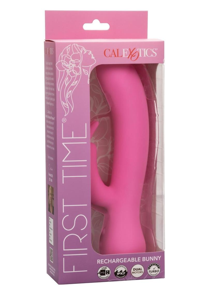 First Time Silicone Rechargeable Bunny Rabbit Vibrator - Pink