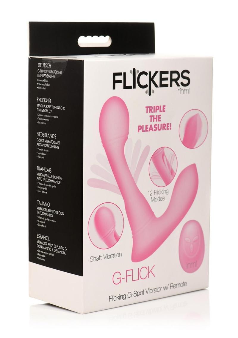 Flickers G-Flick Flicking G-Spot Rechargeable Silicone Vibrator with Remote - Pink