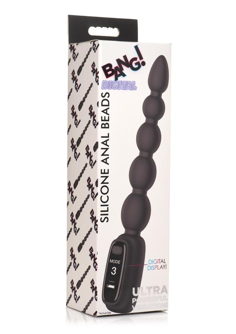 Bang! Digital Rechargeable Silicone Anal Beads - Black