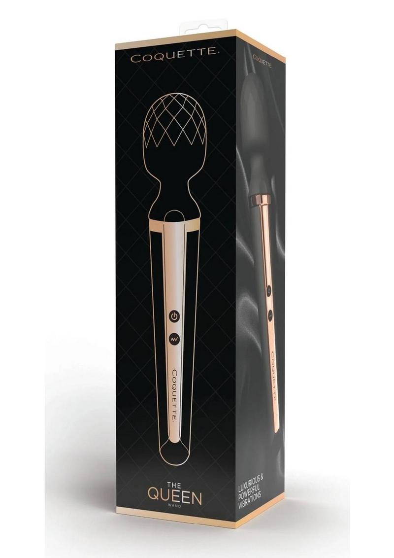 Coquette The Queen Wand Rechargeable Silicone Massager - Black/Gold