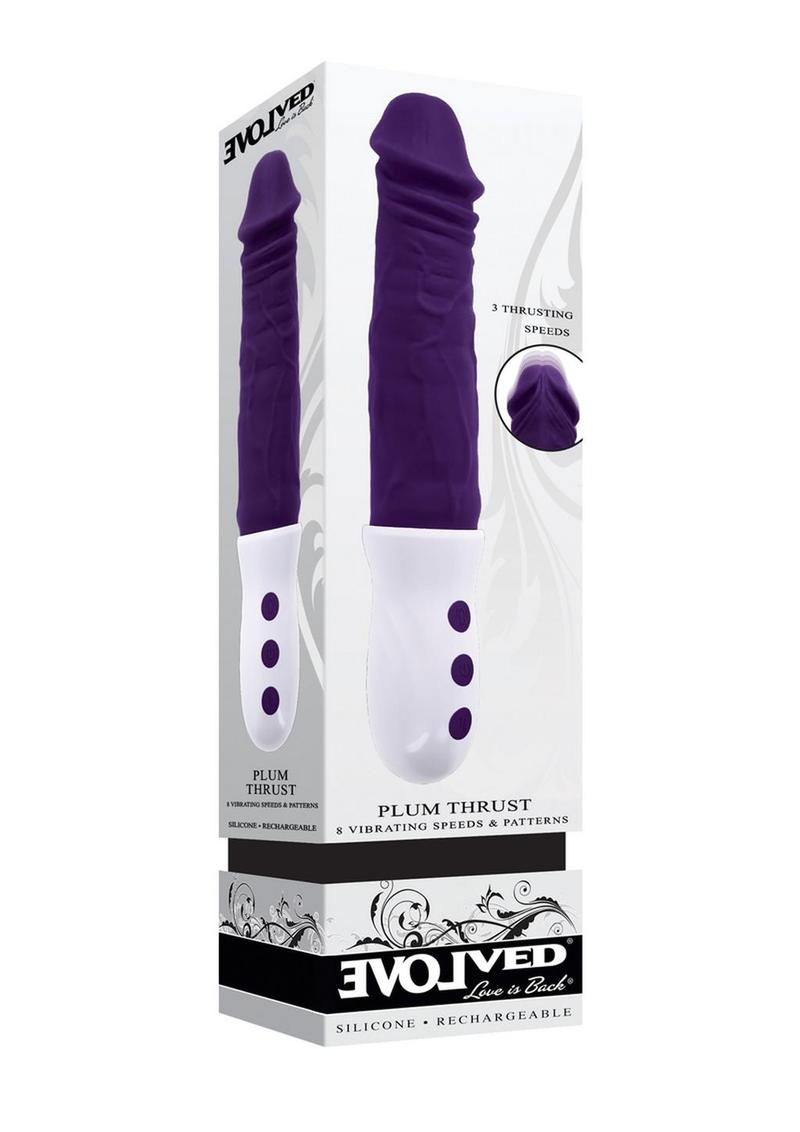 Plum Thrust Rechargeable Silicone Dildo - Purple/White