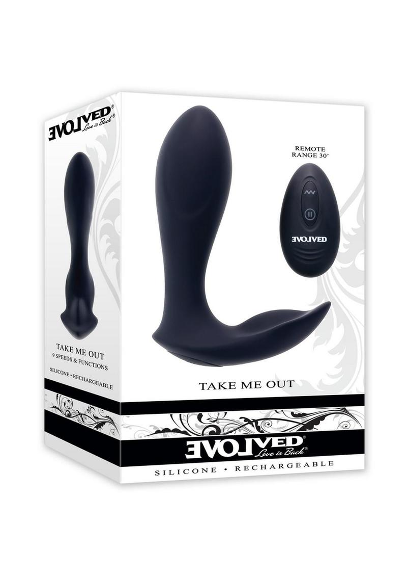 Take Me Out Rechargeable Silicone Dual Vibrator with Remote - Black