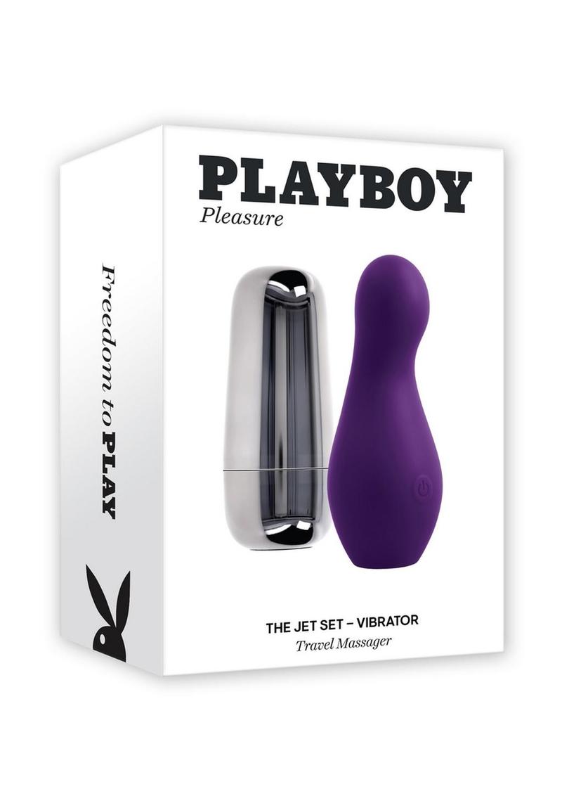 Playboy The Jet Set Vibrator Rechargeable Silicone Clitoral Stimulator - Silver/Purple