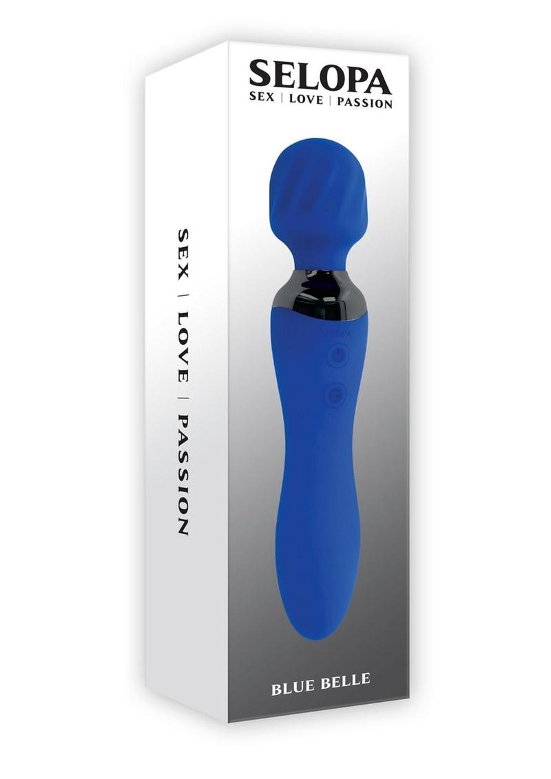 Selopa Blue Belle Silicone Rechargeable Dual End Vibrating Wand - Blue