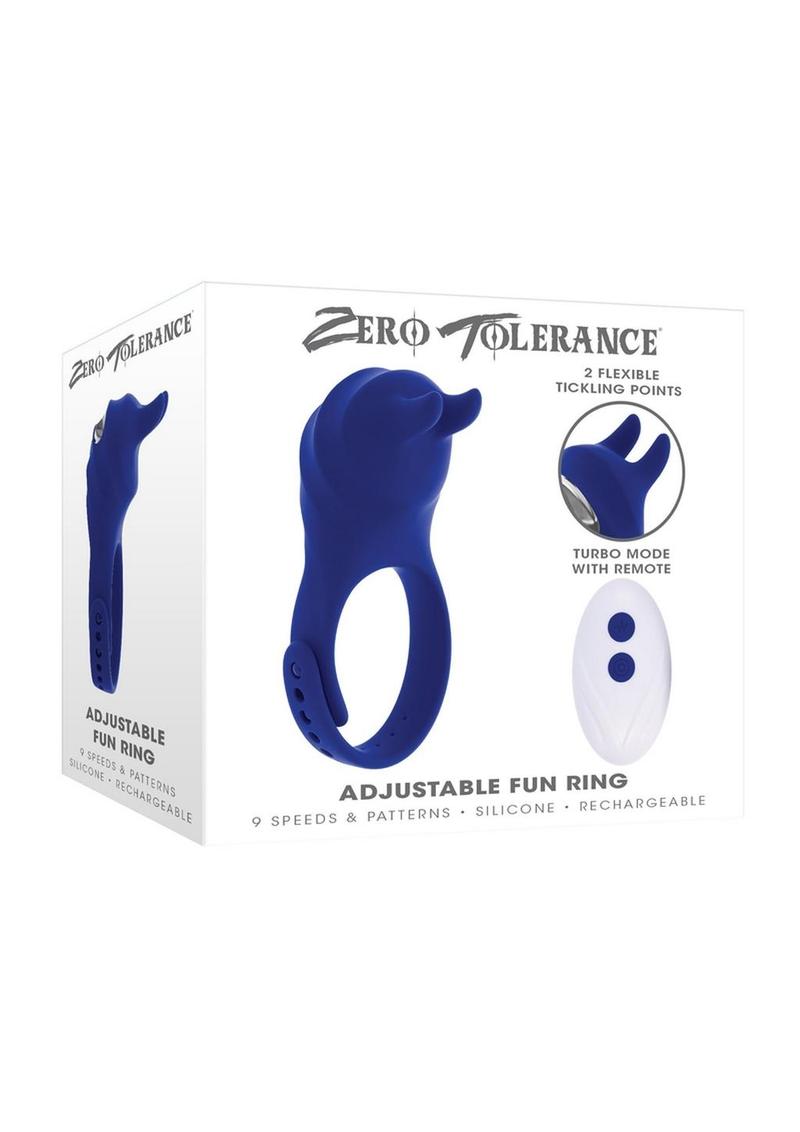 Zero Tolerance Adjustable Fun Ring Rechargeable Silicone Cock Ring - Blue