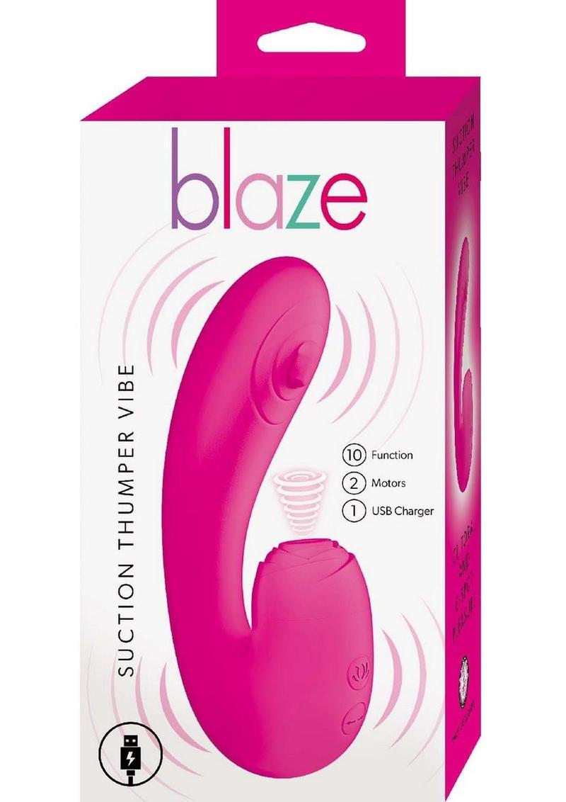 Blaze Suction Thumper Rechargeable Silicone Vibrator Clitoral Stimulator - Pink