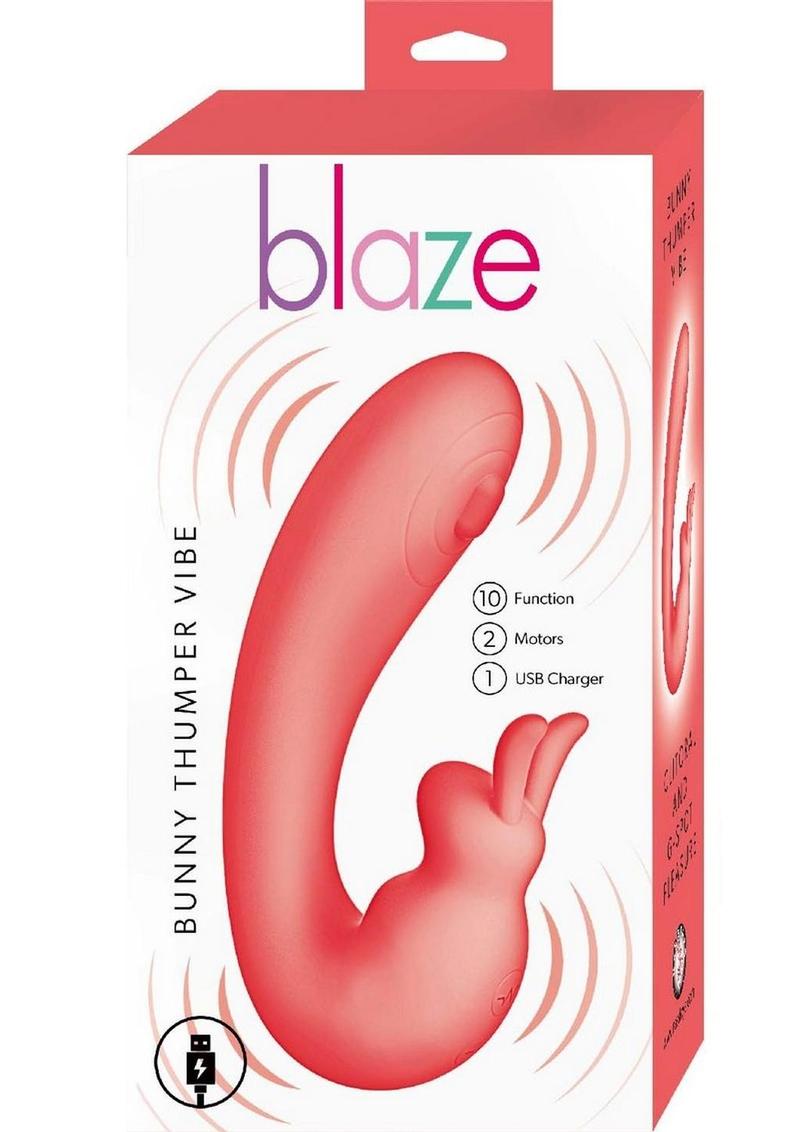Blaze Bunny Thumper Rechargeable Silicone Vibrator - Coral