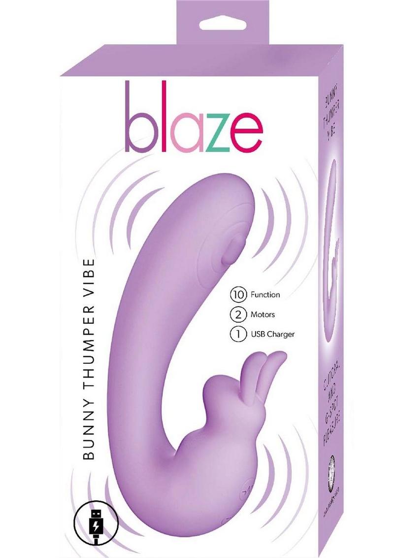 Blaze Bunny Thumper Rechargeable Silicone Vibrator - Lavender