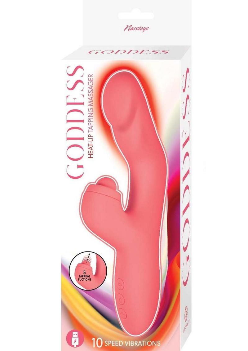 Goddess Heat Up Rechargeable Silicone Tapping Massager - Coral