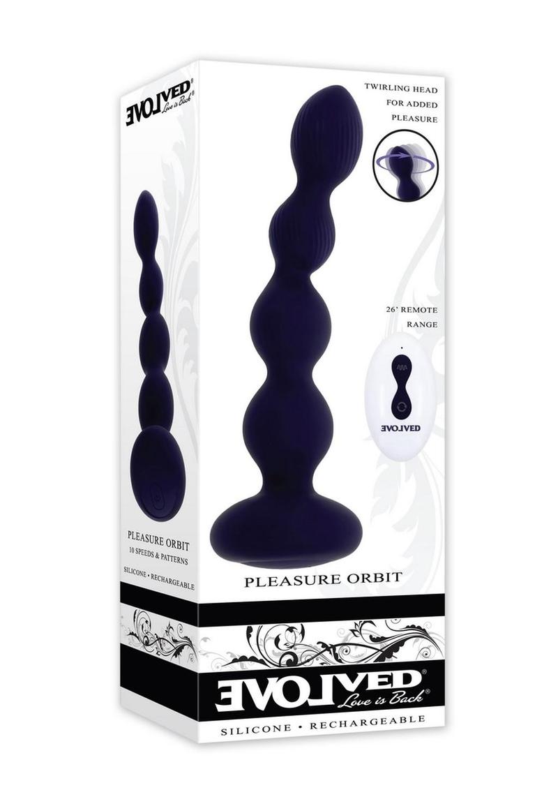 Pleasure Orbit Rechargeable Silicone Anal Beads with Remote Control - Purple