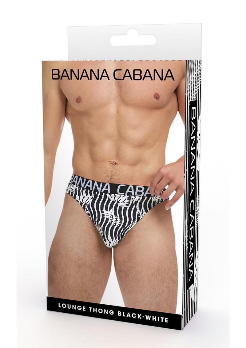 Banana Cabana Thong - Large/XLarge - Black/White